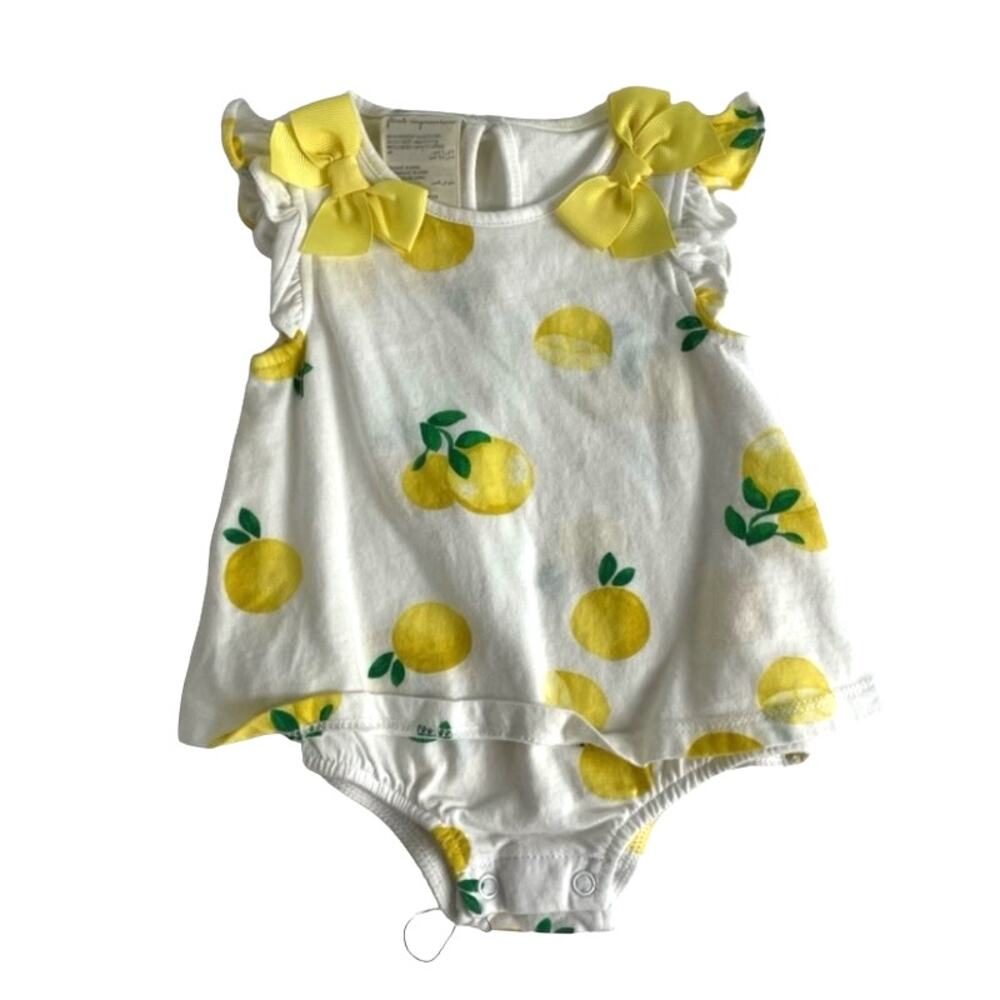 First Impressions Girls Lemon Print Ruffle Sleeve Cotton One Piece 0-3 Months